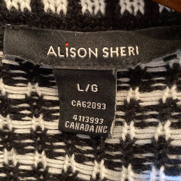 Alison Sheri Black and White Patterned Long Belted Open Front Cardigan - Picture 7 of 12